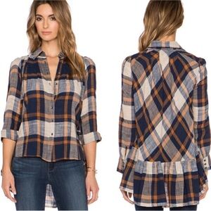 Free People Preppy in Plaid Peplum Blouse